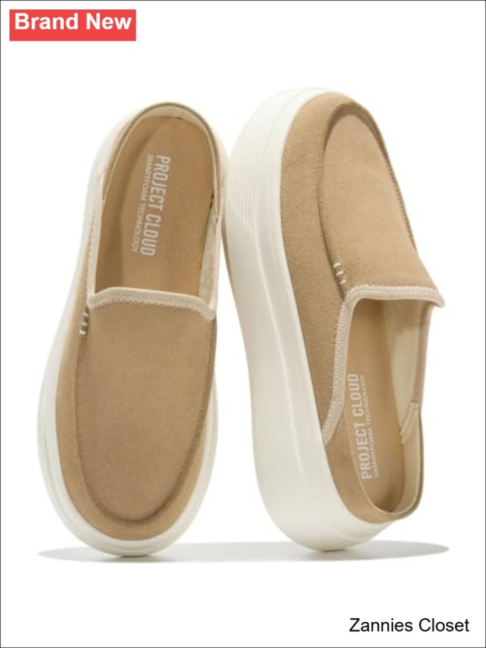 ✨ Project Cloud Platform Loafers Womens Mules Slip On SmartFoam Leather